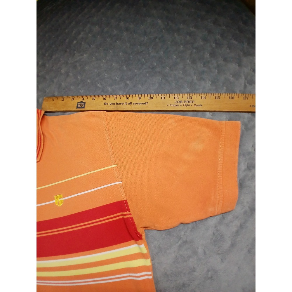 US Polo Assn Mens Orange Striped Pique Polo Shirt Short Sleeve Size M Cotton - Picture 5 of 6